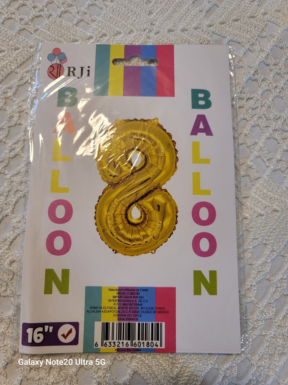 Gold Number 8 Foil Balloon - 16"